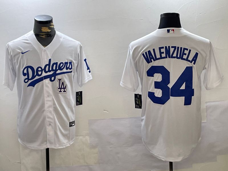 Men Los Angeles Dodgers #34 Valenzuela White Game 2024 Nike MLB Jersey style 11201